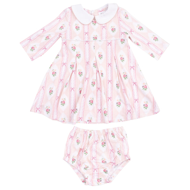 Box Pleat Dress + Peter Pan Collar & Diaper Cover - HoneyBug 