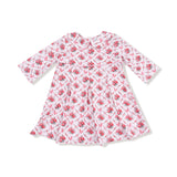 Box Pleat Dress with 3/4 Sleeve + Peter Pan Collar & Diaper Cover - HoneyBug 
