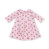 Box Pleat Dress with 3/4 Sleeve + Peter Pan Collar & Diaper Cover - HoneyBug 