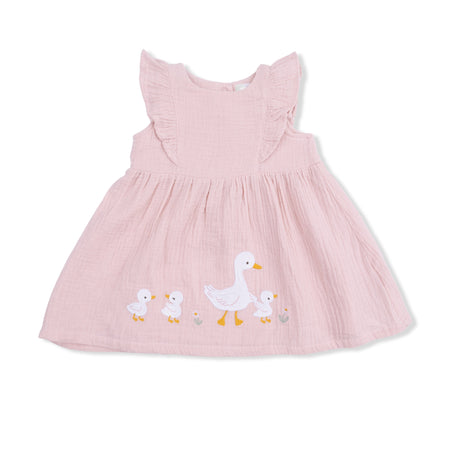 Lotus Flower Ducklings - Ruffle Sleeve Dress and Bloomer with Sunhat