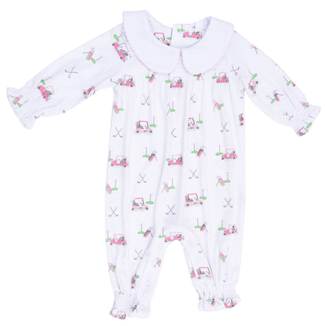 Smocked Long Sleeve Romper with Peter Pan Collar - HoneyBug 