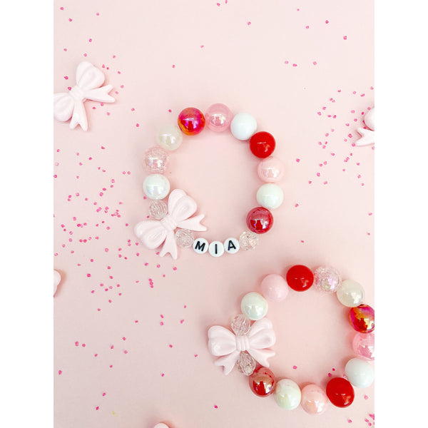 Pretty Pink Bow Bracelet - Customizable - HoneyBug 
