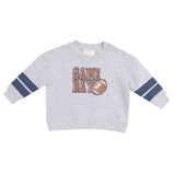 Cozy Drop Sleeve Sweatshirt with Varsity Stripes - Varsity Light Grey - HoneyBug 
