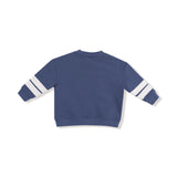Cozy Drop Sleeve Sweatshirt with Varsity Stripes - Varsity Vintage Indigo - HoneyBug 