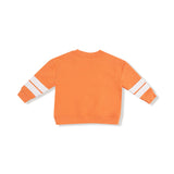 Cozy Drop Sleeve Sweatshirt with Varsity Stripes - Varsity Orange - HoneyBug 