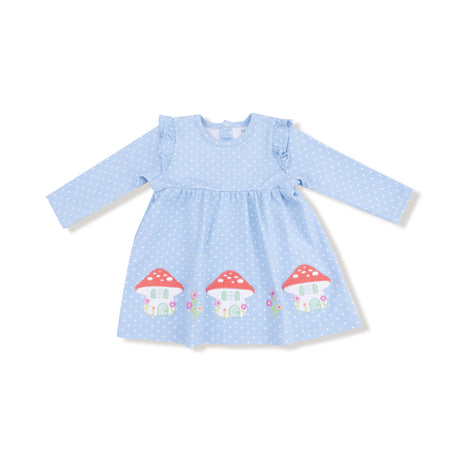 Mushroom House Long Sleeve Dress with Diaper Cover - HoneyBug 