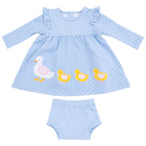Duck Family Long Sleeve Dress with Diaper Cover - HoneyBug 