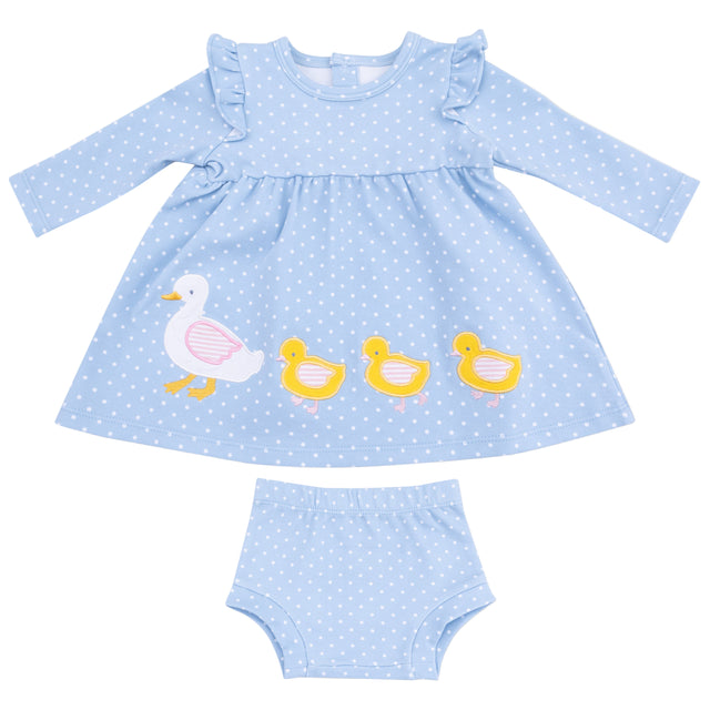 Duck Family Long Sleeve Dress with Diaper Cover - HoneyBug 