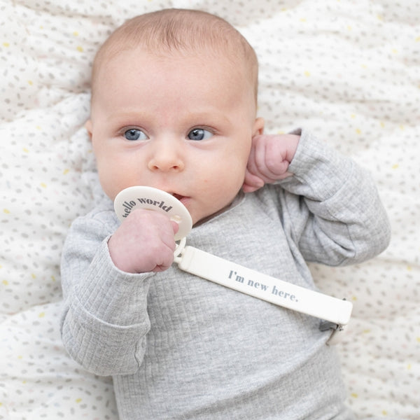 New Here Pacifier Clip - HoneyBug 