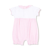 Ruffle Collar Romper with Piping and Picot - HoneyBug 