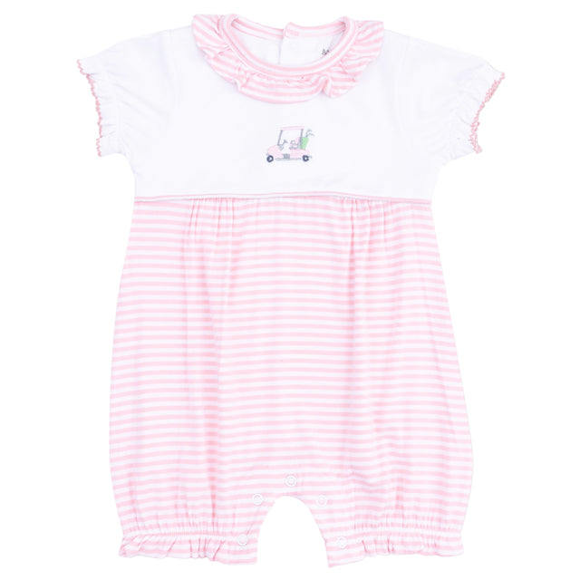 Ruffle Collar Romper with Piping and Picot - HoneyBug 