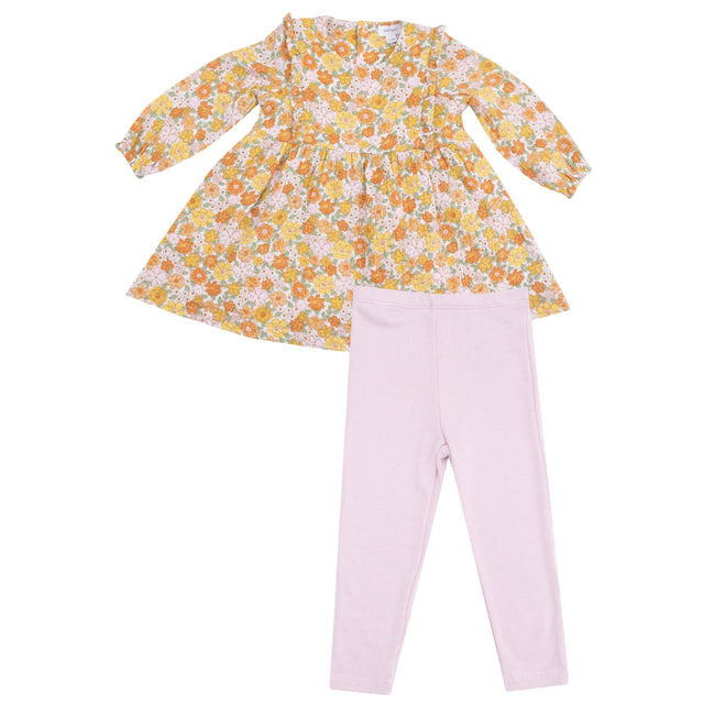 Ruffle Long Sleeve Dress + Ribbed Legging - HoneyBug 