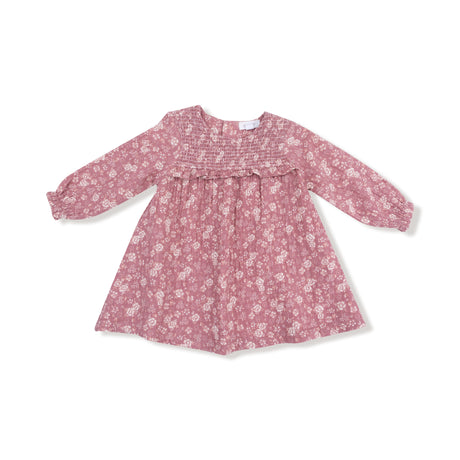 Smocked Ruffle Long Sleeve Dress + Diaper Cover (2T to 4T Dress Only) - HoneyBug 