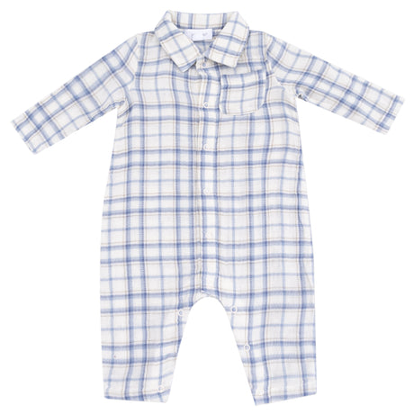 Long Sleeve Polo Romper with Full Placket - HoneyBug 