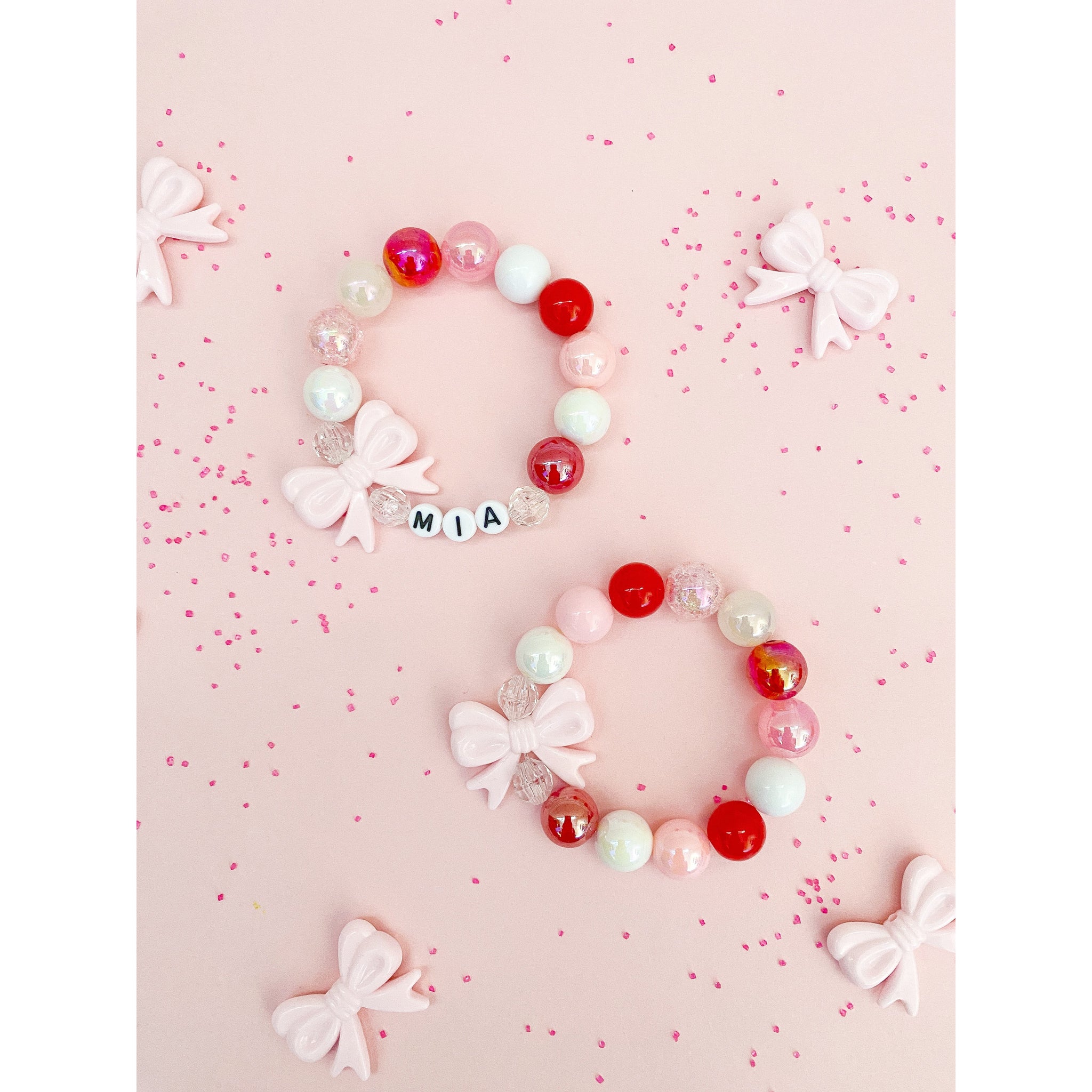Pretty Pink Bow Bracelet - Customizable - HoneyBug 