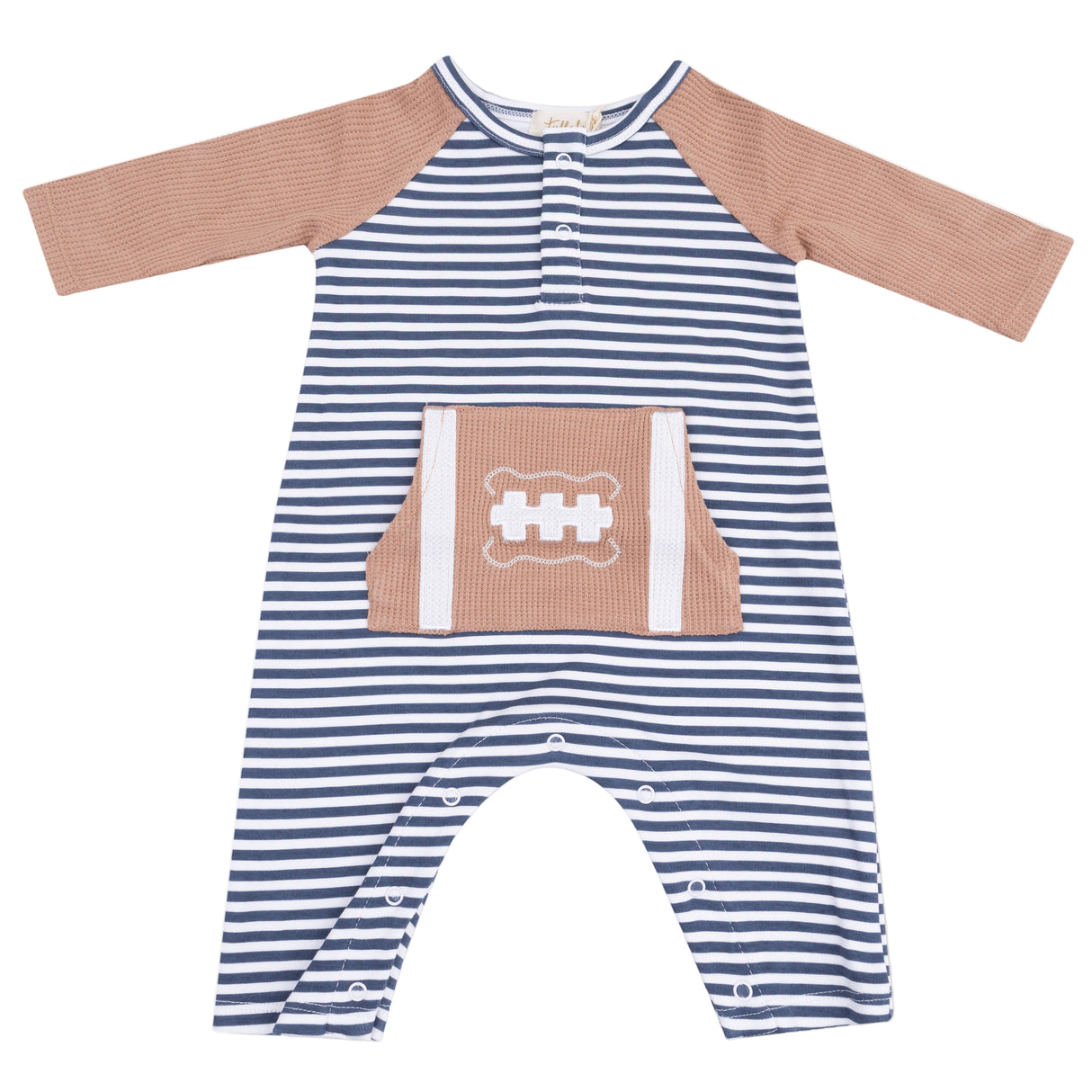 Long Sleeve Raglan Henley Romper - HoneyBug 