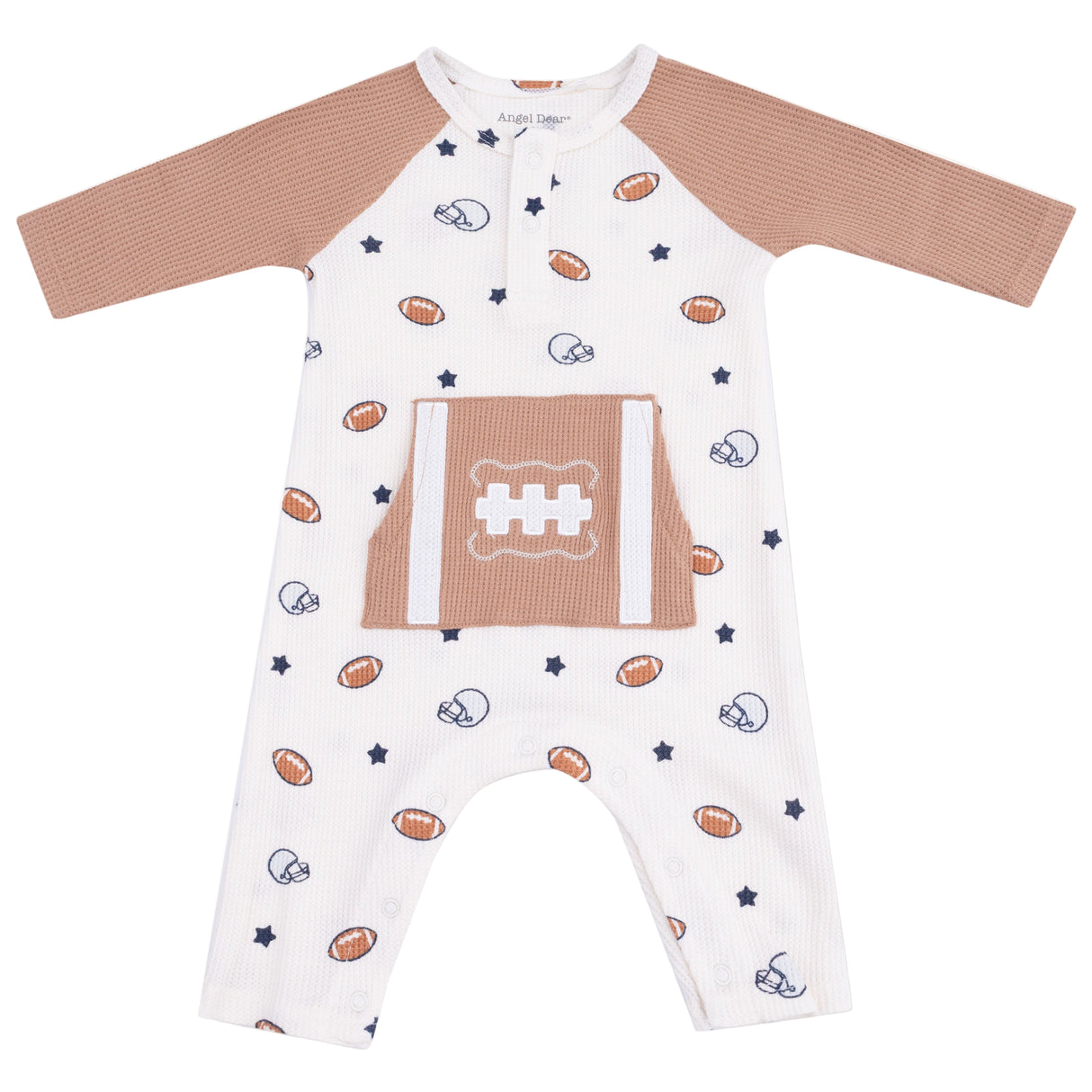 Long Sleeve Raglan Henley Romper and Kanga Pocket - HoneyBug 