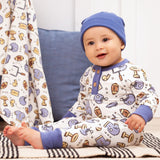 Touchdown Baby Boy Bamboo Henley Football Romper - HoneyBug 