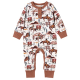 Cowboy Henley Romper - Bamboo Western Spirit Baby Boy - HoneyBug 