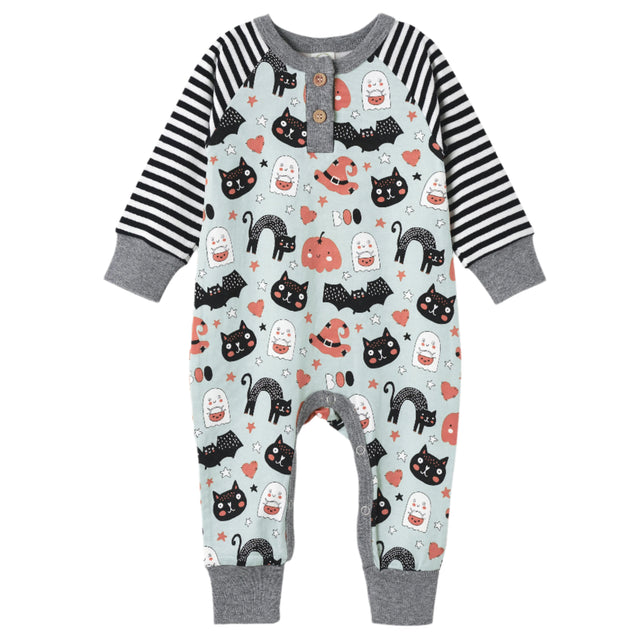 Halloween Henley Bamboo Romper - HoneyBug 