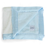 Luxury Duo Satin Border Blanket - Blue/Ivory