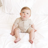 SHORTIE ZIP ROMPER - Clay Ribbed - HoneyBug 