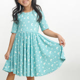 MID SLEEVE TWIRL- Moon + Stars Ribbed - HoneyBug 