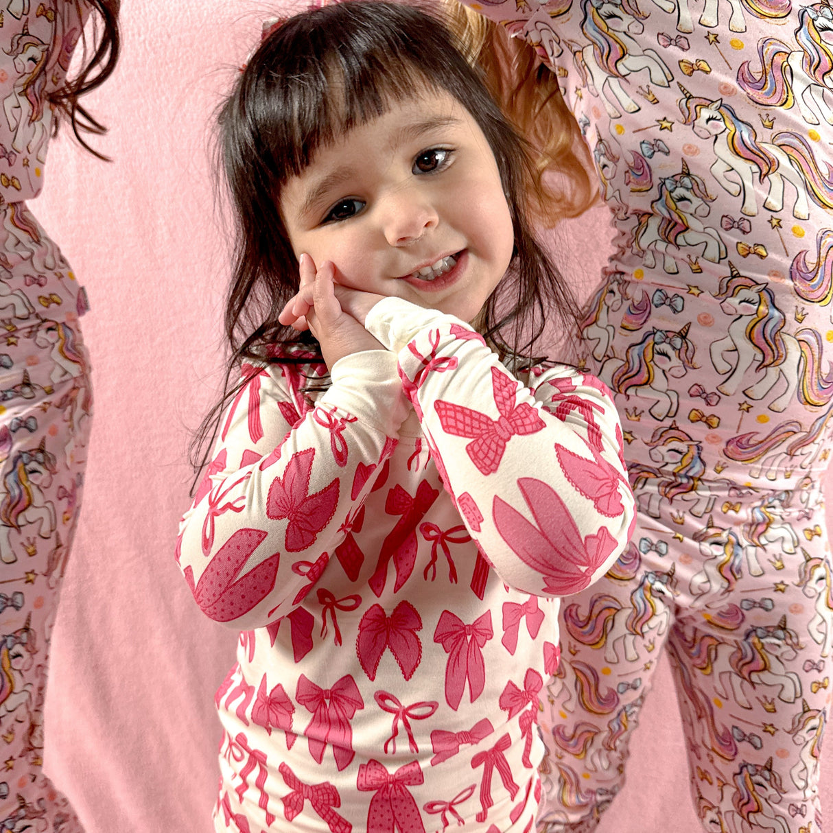 Hot Pink Bow | Two-Piece Pajama Set - HoneyBug 