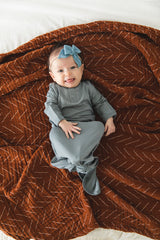 Dusty Blue Bamboo Knot Gown - HoneyBug 