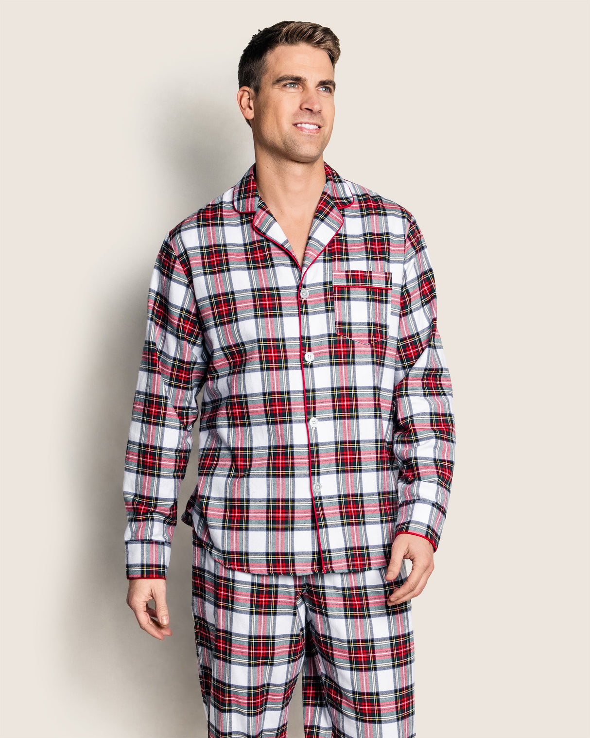 Men's Brushed Twill Pajama Set in Balmoral Tartan - HoneyBug 