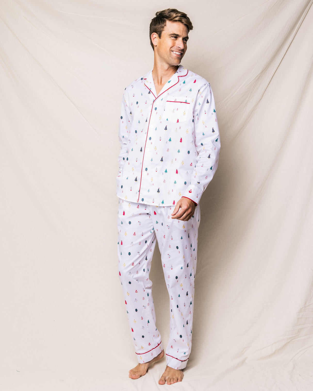Men's Twill Pajama Set in Merry Trees - HoneyBug 