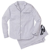 Men's Twill Pajama Set in Navy French Ticking - HoneyBug 