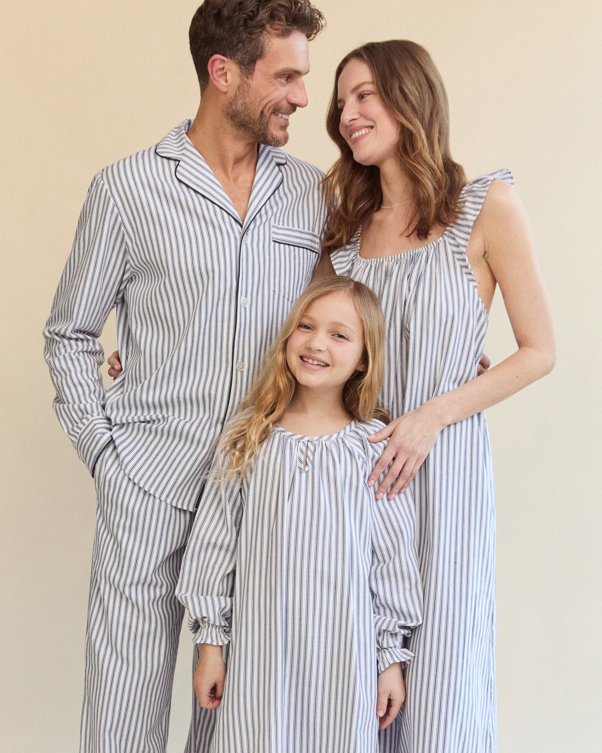 Men's Twill Pajama Set in Navy French Ticking - HoneyBug 