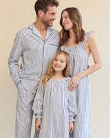 Men's Twill Pajama Set in Navy French Ticking - HoneyBug 