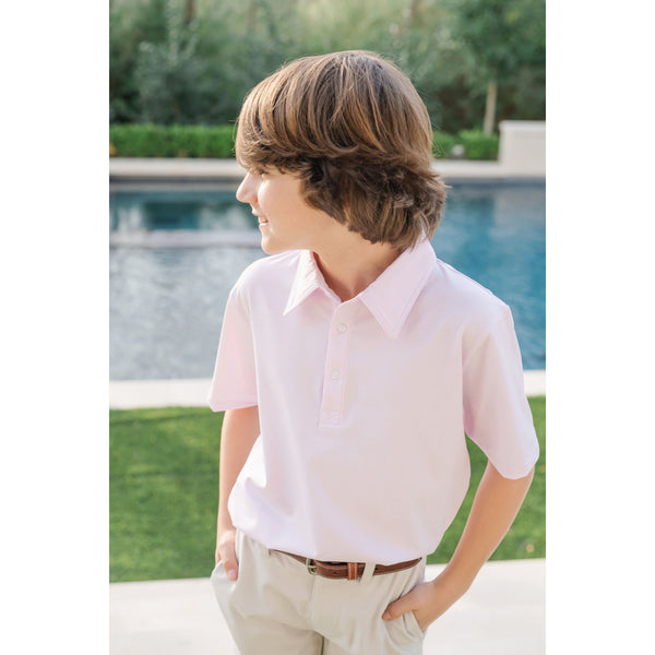 Will Boys' Golf Performance Polo Shirt - Pink Stripes - HoneyBug 