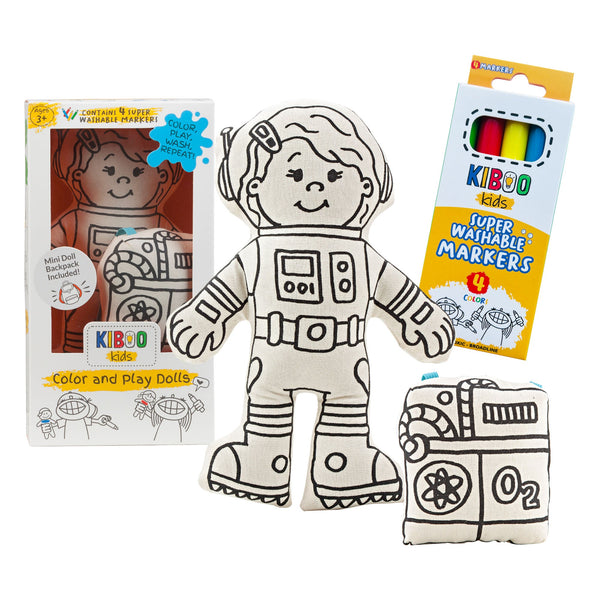 Kiboo Kids Space Explorer: Girl Astronaut Doll with Mini Space Pack - Educational and Imaginative Play Toy - HoneyBug 