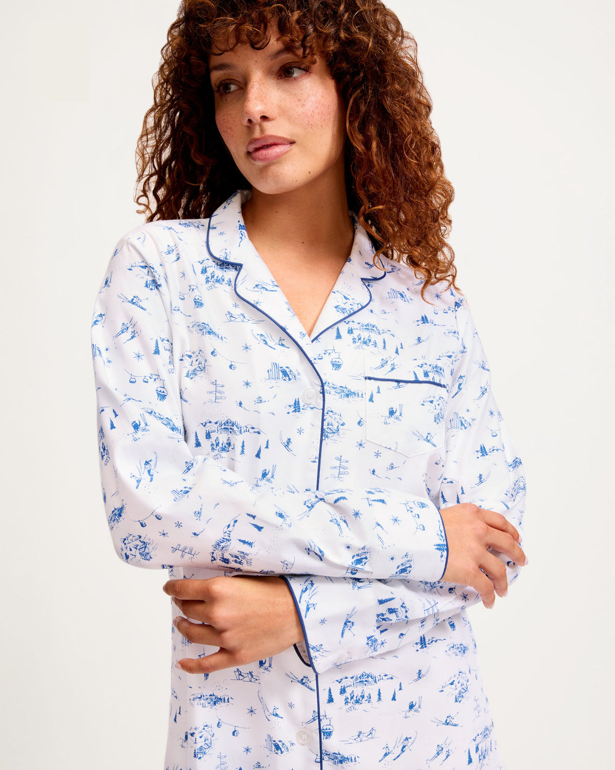 Women's Twill Nightshirt in Chalet Toile - HoneyBug 