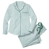 Women's Twill Pajama Set in Emerald Ticking - HoneyBug 