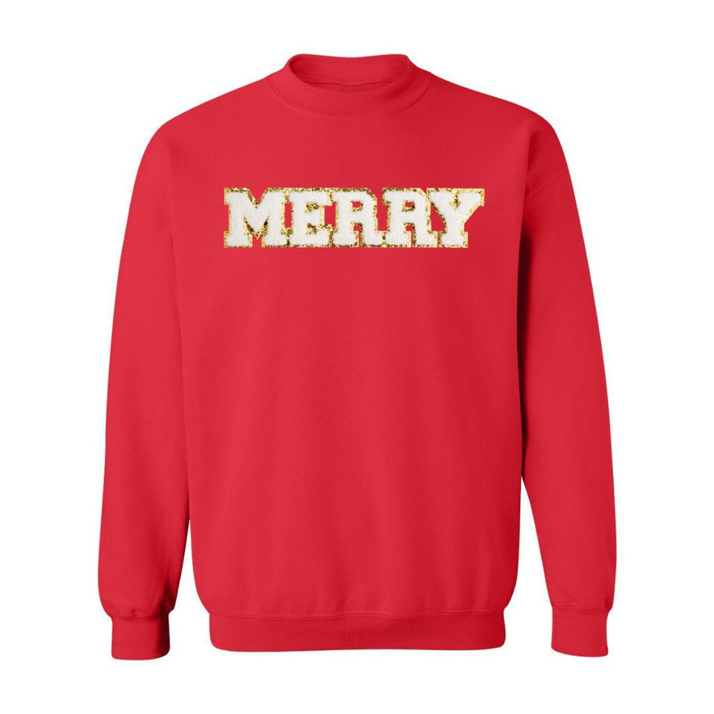 Merry Patch Christmas Adult Sweatshirt - Red - HoneyBug 