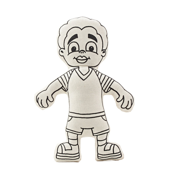 Kiboo Kids: Boy with Striped T-Shirt - Colorable and Washable Doll for Creative Play - HoneyBug 