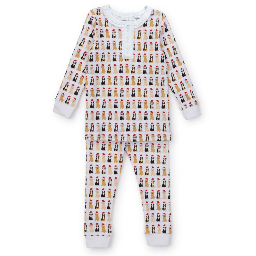 Alden Girls' Pima Cotton Pajama Pant Set - Christmas Pups - HoneyBug 