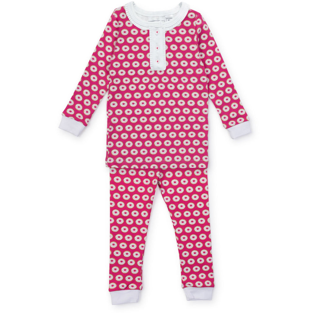 Alden Girls' Pima Cotton Pajama Pant Set - Donuts Pink - HoneyBug 