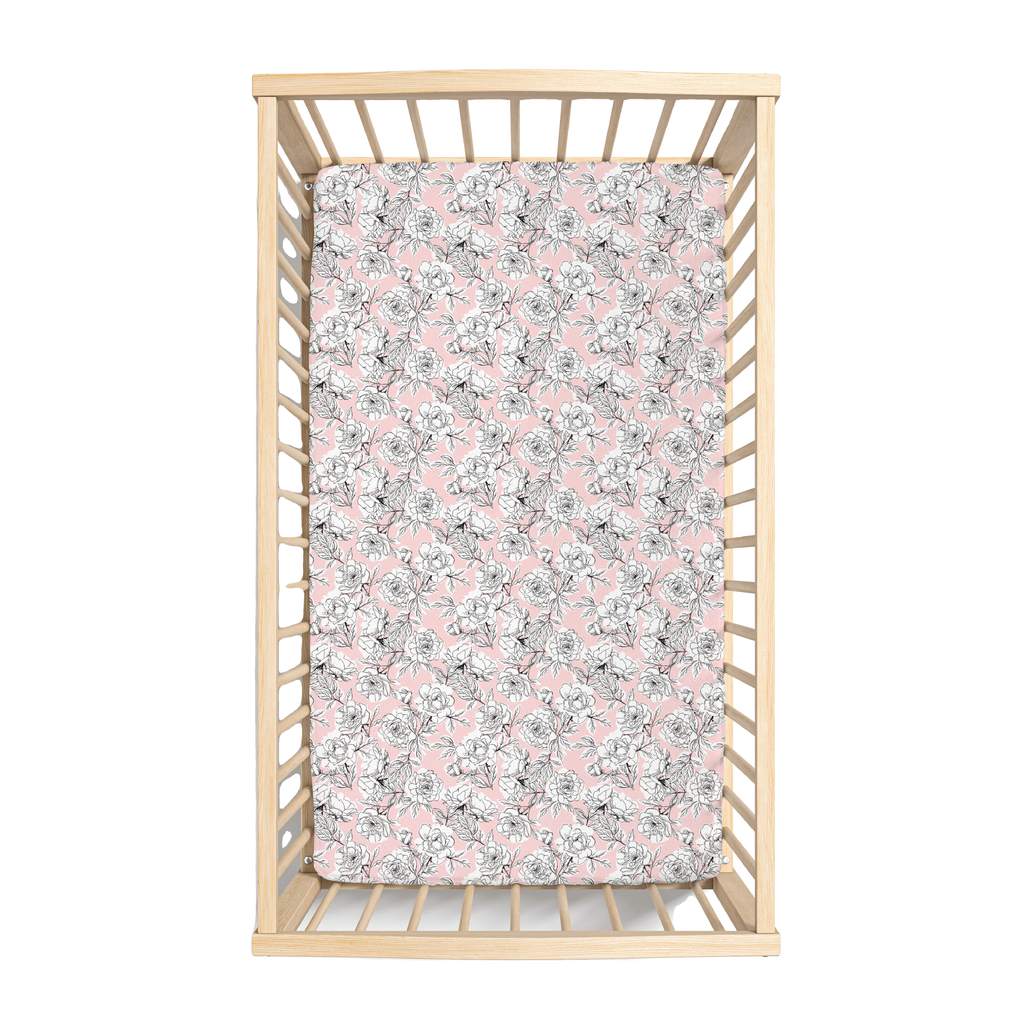 Allie Floral Bamboo Crib Sheet - HoneyBug 
