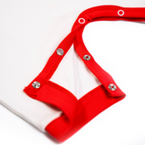 100% Peruvian Pima Cotton White with Engine Red Sleeveles Summer Romper - HoneyBug 