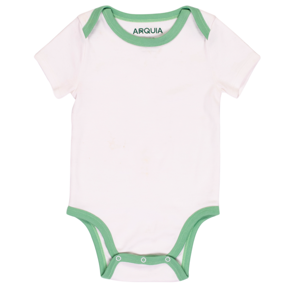 100% Peruvian Pima Cotton White with Grass Green Short Sleeve Snap Bodysuit - HoneyBug 
