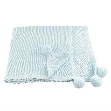 Pom Pom Blanket -  Pale Blue - HoneyBug 