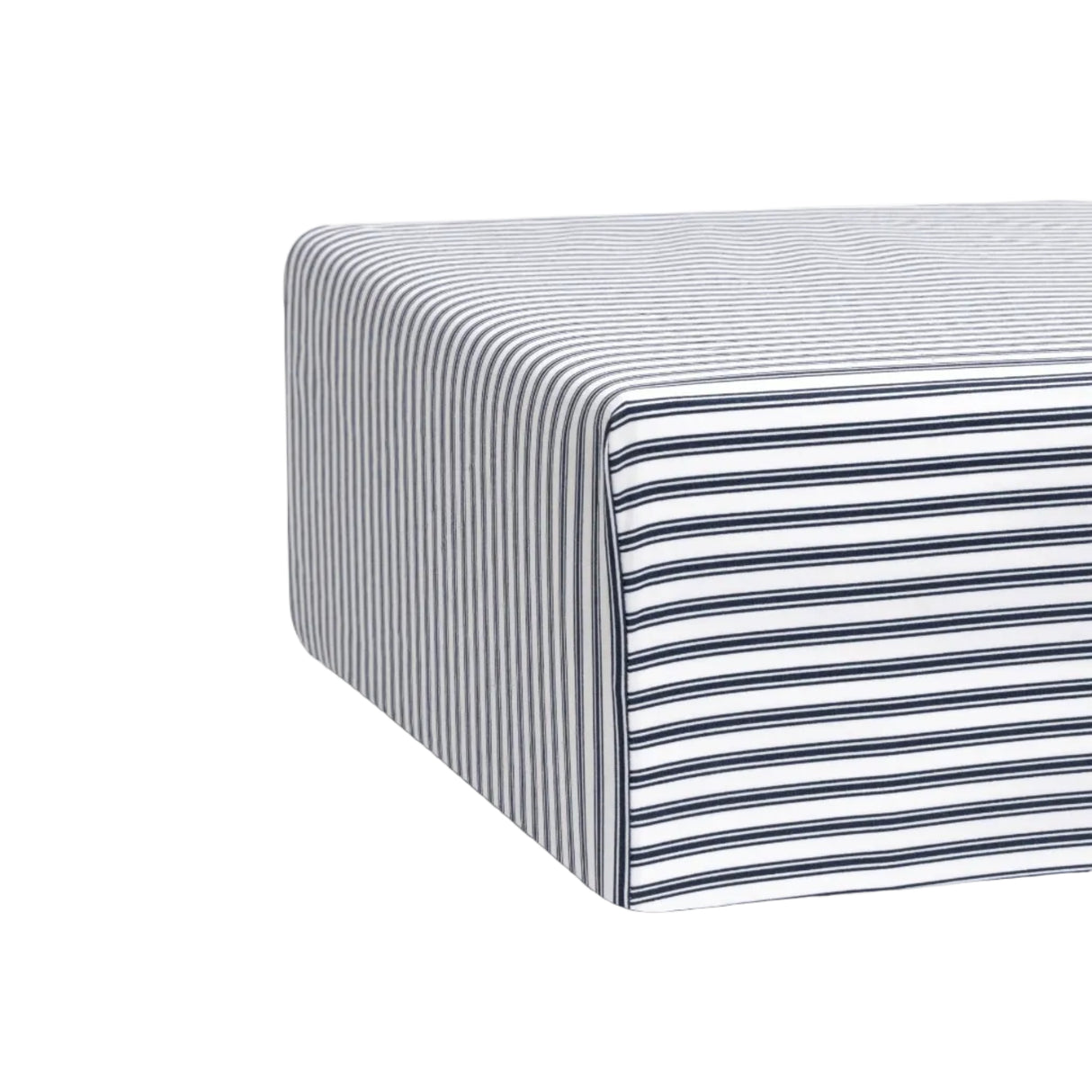 Luxe Premium Percale Crib Sheet in Navy French Ticking