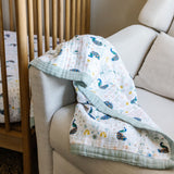 Cotton Muslin Baby Quilt - Peacock - HoneyBug 