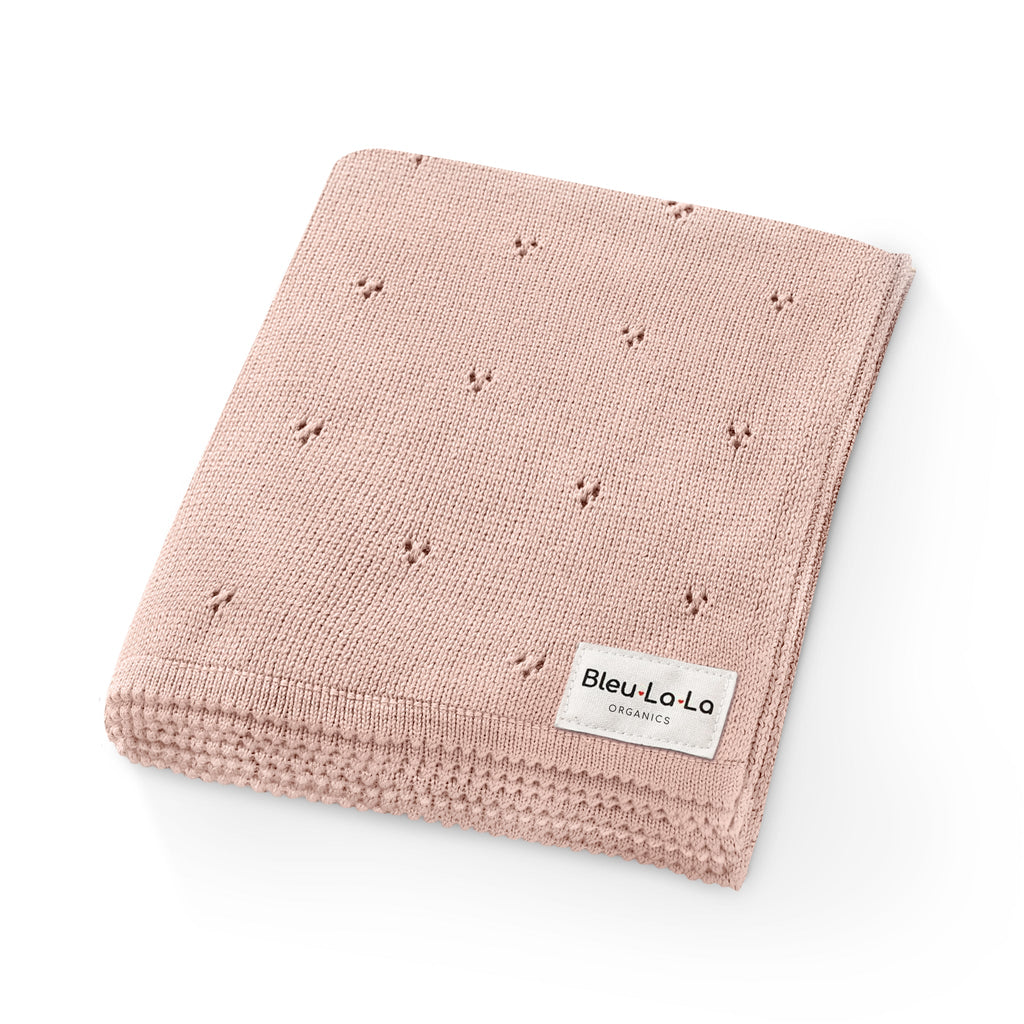 Organic Pointelle Knit Swaddle Blanket - Ballet Slipper - HoneyBug 