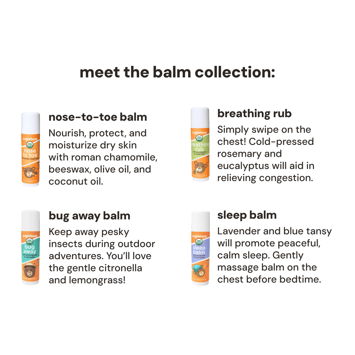 oogiebear 4-pack balm collection